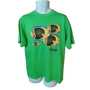Vintage Florida Tropical Fish T Shirt Single Stitch 80s 90s Green Size M/L